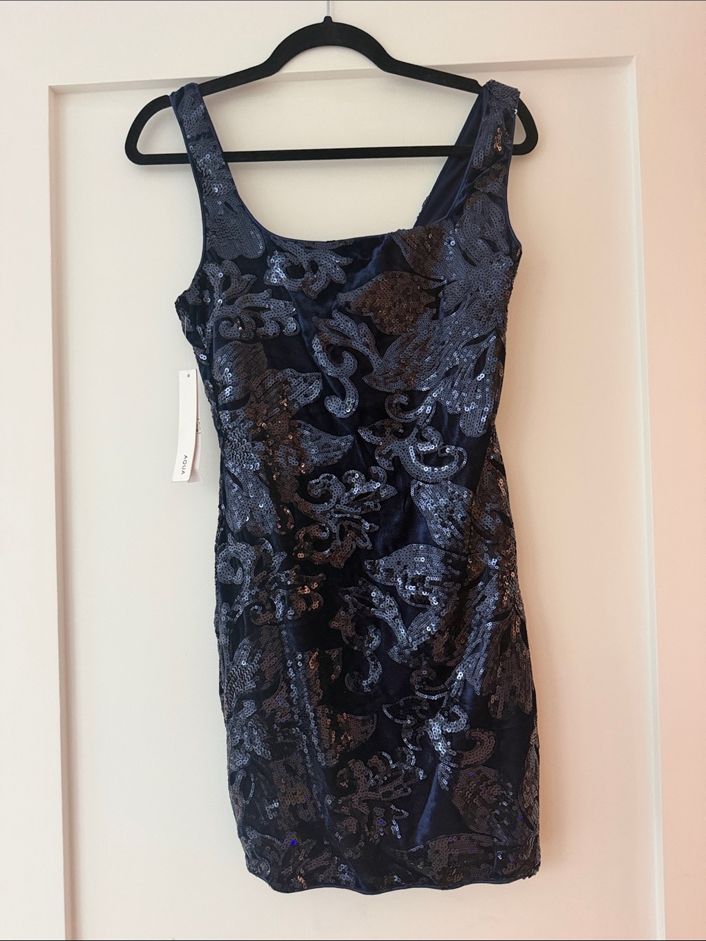 The ACQUA Brand Navy Sequin Floral Mini Dress